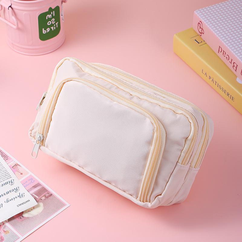 Трехслойный пенал большой емкости с окошком - японская сумка для канцелярских принадлежностей, простой стиль