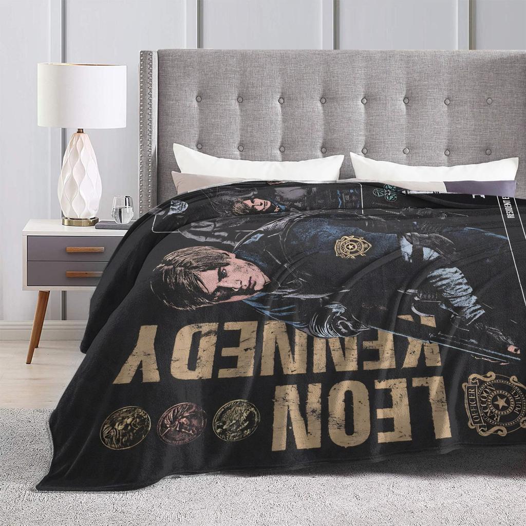 Leon Kennedy Resident Evil Warm Soft Blanket Picnic Plush Bedding Throws Fashion Outdoor Flannel Bedspread Sofa Bed Cover