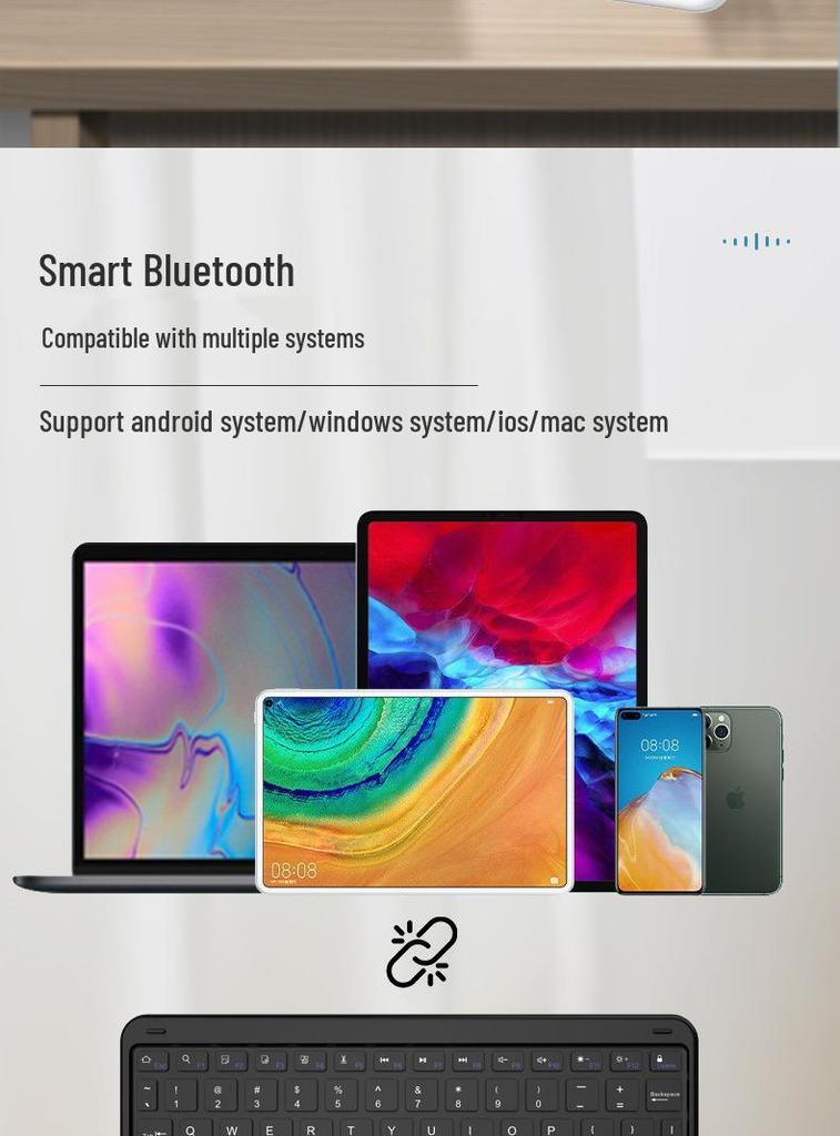Бесшумная семицветная Bluetooth-клавиатура с подсветкой для планшетов Apple и Huawei, подключается к мобильным телефонам