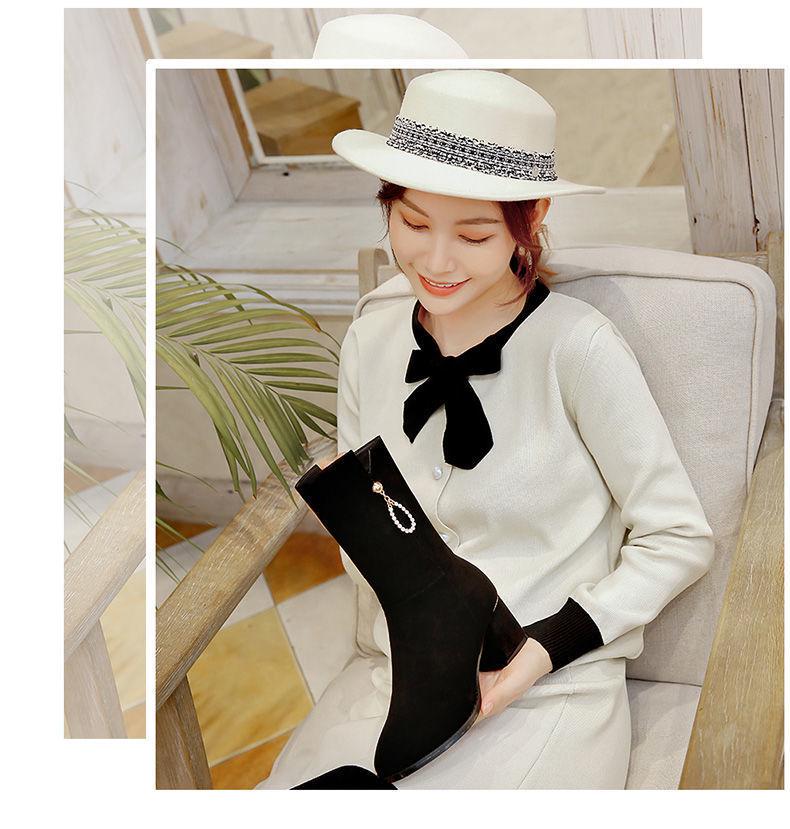 Женские ботинки Martin до середины голени с бархатной подкладкой — британский стиль, универсальные толстые каблуки средней высоты, зимние хлопковые ботинки, увеличивающие рост