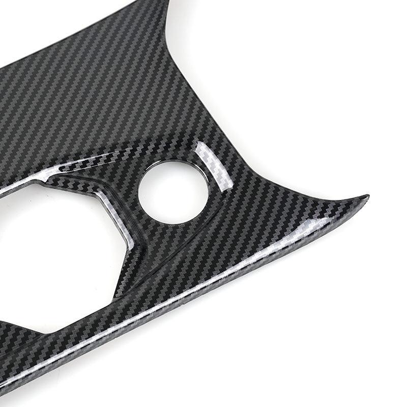 For VW Polo ABS Car Center Control Gear Shift Panel Water Cup Holder Frame Cover Trim Carbon Texture / Bright Black