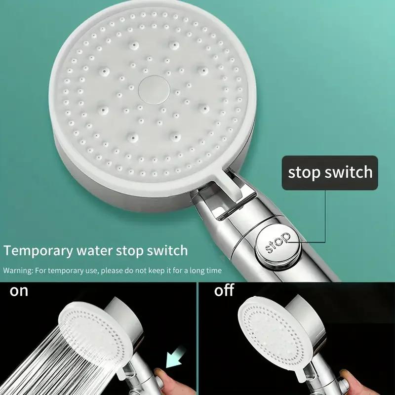Высококачественная серебряная ручная душевая головка высокого давления, набор из 5 регулируемых режимов, фильтр, остановка подачи воды одним нажатием, аксессуары для душа