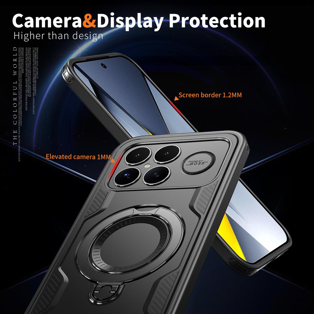 Бронированный противоударный чехол Fundas для Xiaomi Poco F8 Pro Ultra Redmi K90Pro Max 360° Вращающаяся магнитная подставка ТПУ Пластиковая крышка для телефона