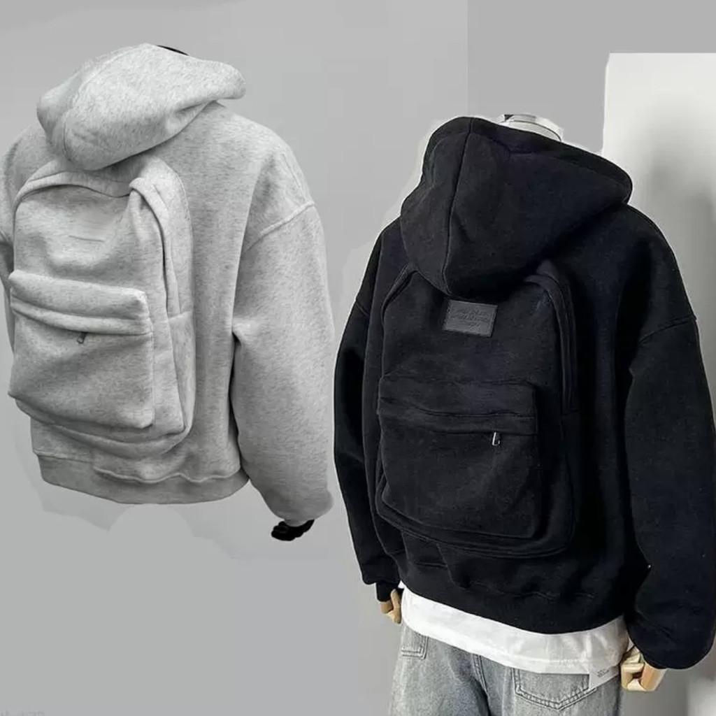 Casual Hoodie For Men With Backpack Design And Polyester Fabric For Everyday Wear