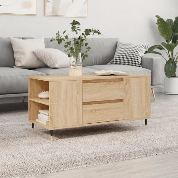 VidaXL Coffee Table Sonoma Oak 102x44.5x50 Cm Engineered Wood 830991