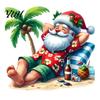 Summer Holiday Window Decals Tropical Beach Santa Claus Static Sticker, Waterproof PVC Glass Decal, Seaside Decoration Clings for Door Home