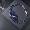 Роскошный Ретро Синий Цирконий Свадебный Набор Ювелирных Изделий с Серьгами, Браслетом, Кольцом и Подвеской для Ожерелья, Элегантные Подарки для Вечеринки
