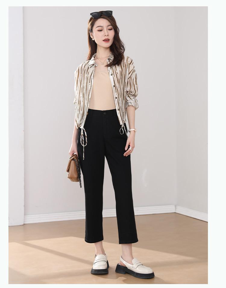 [Straight leg pants] Summer simple and versatile cropped pants look slim and high waisted women's jeans