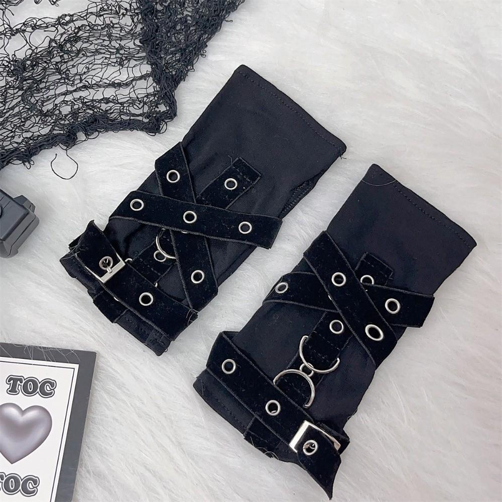 Buckle Street Dance Sleeves Metal Rivet Punk Style Sleeves New Fingerless Gloves Motorcycle Riding