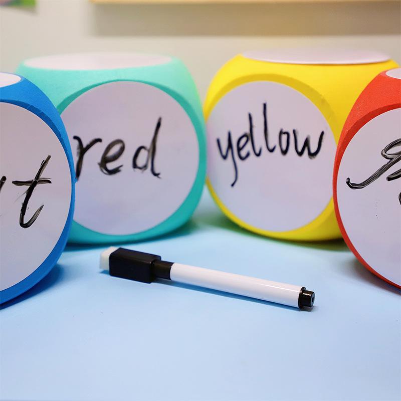 DIY Blank Dice Write On/Wipe Off Dice Portable Cleanable Blank Game Cubes for Classroom Teaching Dry Erase Outside Dice