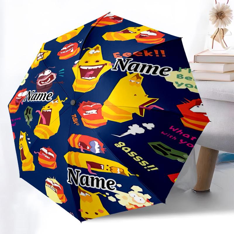 1PC Larva Custom Name Automatic Open/Close, 8-Rib Durable Frame Compact Travel Umbrella for Men & Women D1222028