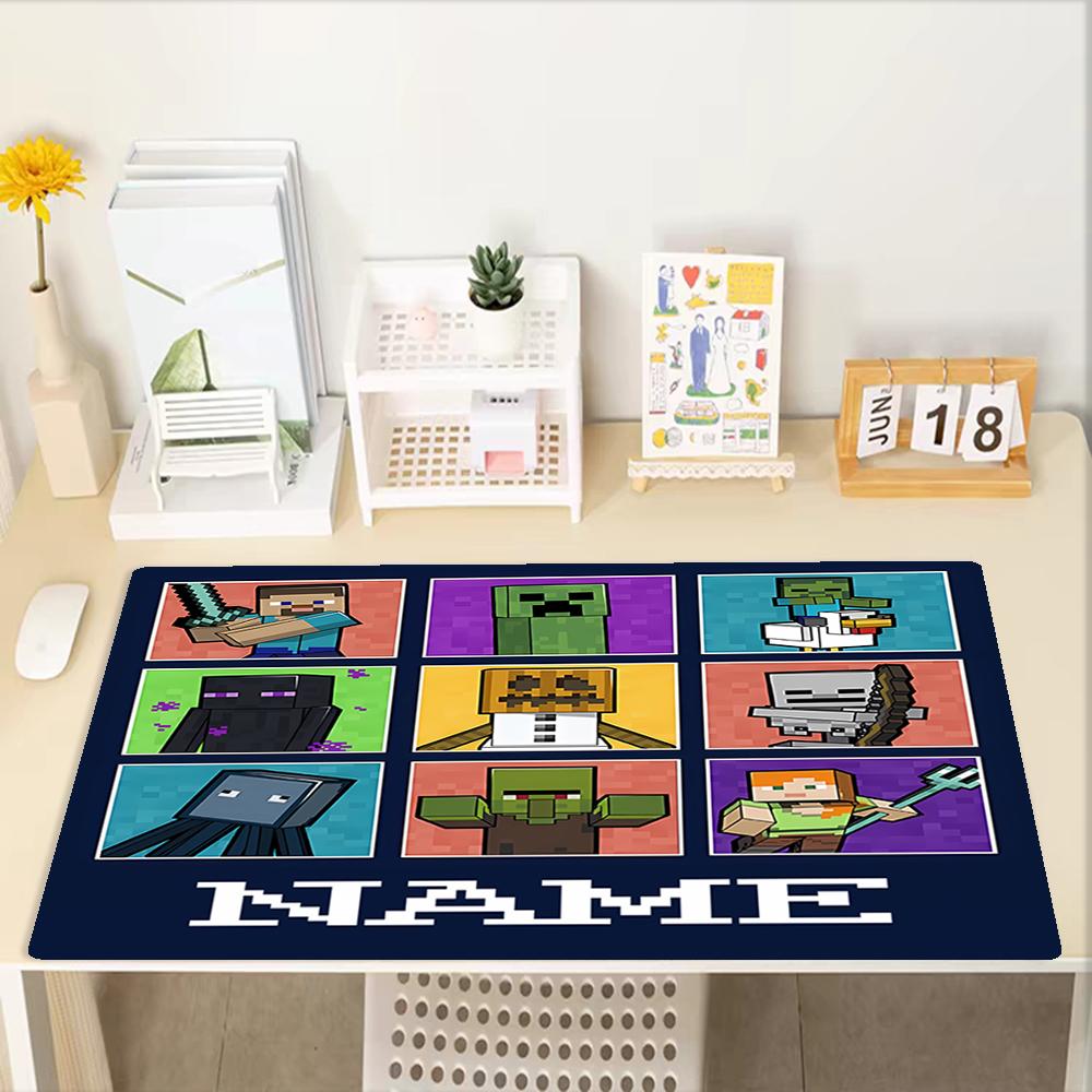 Custom Name Minecraft Theme Mouse Pad, Non Slip Rubber Base, Multifunctional Office & Home Decor, Perfect for Workspace Personalization.