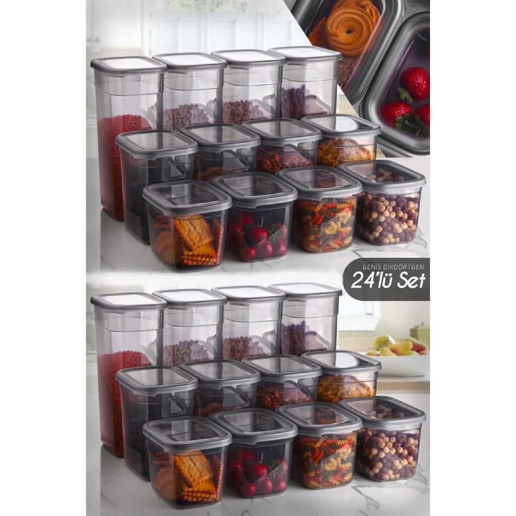 Большой прямоугольный набор контейнеров для хранения из молибдена из 24 штук с этикеткой 3,2 л-2 л-1,3 л Контейнер для хранения запасов