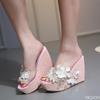 New Summer Flower Decoration Platform Wedges Sandals Women Fashion Silver High Heels Female Summer Gold Shoes Size 34-40