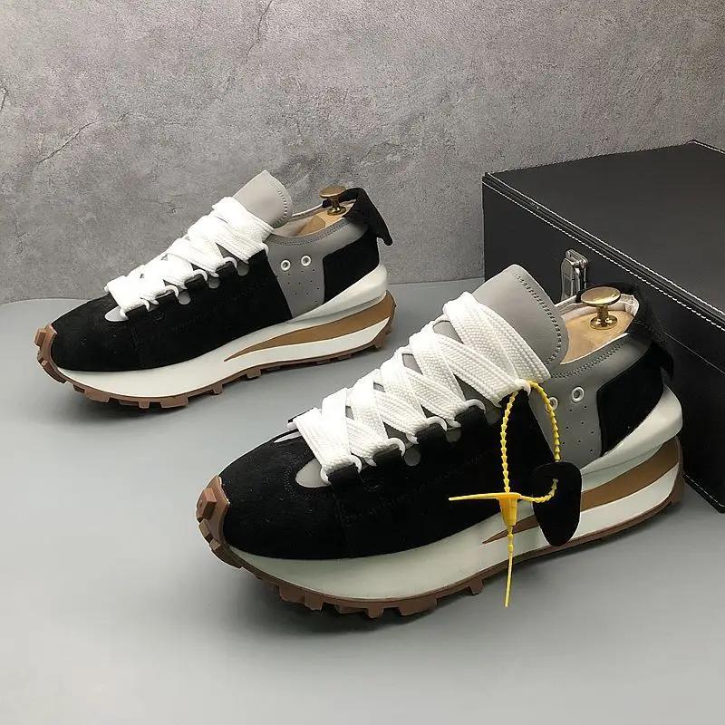 Мужские кроссовки на массивной подошве, модные повседневные кроссовки из микрофибры, дышащие туфли на платформе с увеличенной высотой