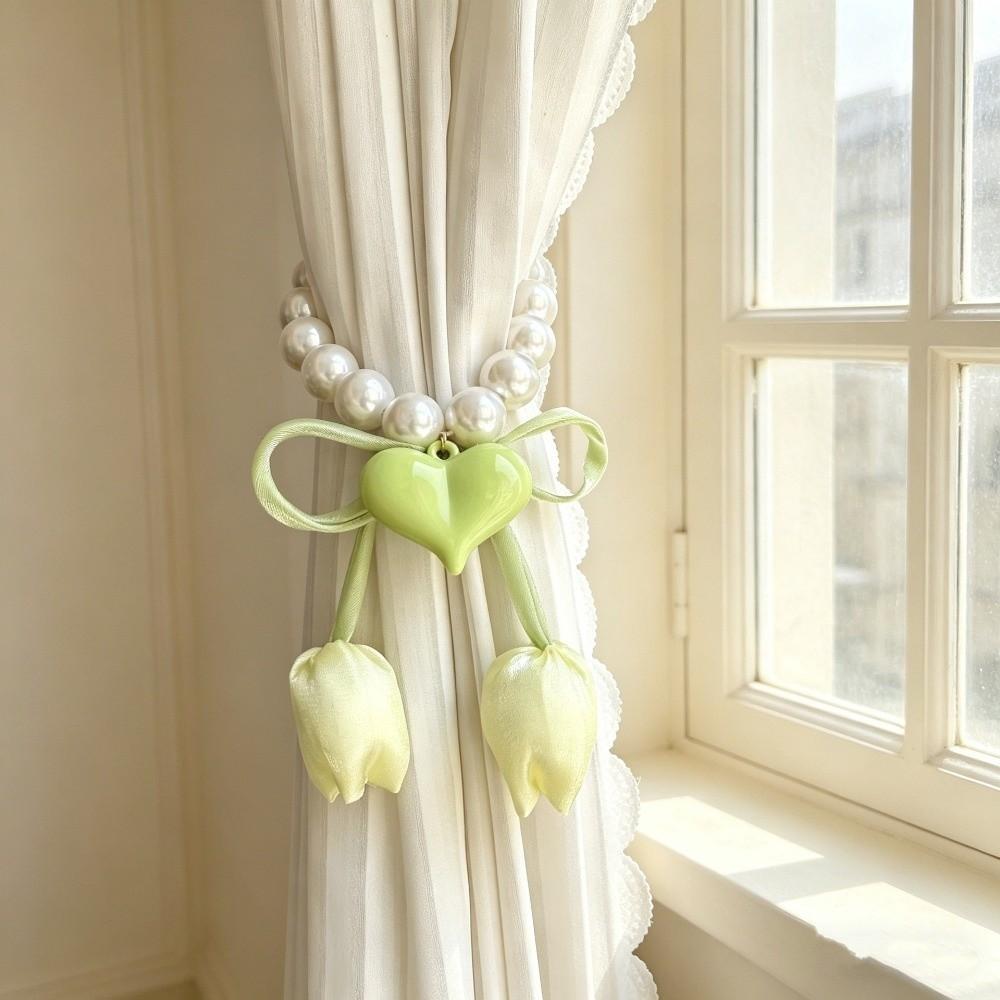 Beautifully Tulip Gauze Curtain Tie Decorative Heart Curtain Binding Living Room