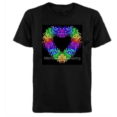 Светодиодная unisex футболка, реагирующая на звук, которая светится вверх