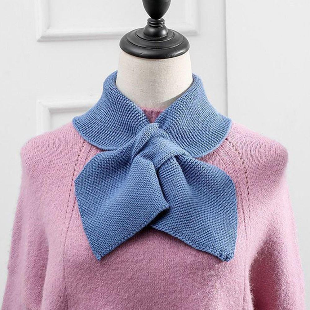 Winter Knitted Cross Scarf Windproof Warm Turtleneck Detachable Casual Sweater Bowtie Women
