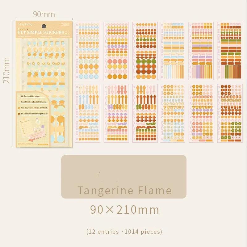 12 шт./набор прозрачных липких заметок, однотонные цифры, буквы, точки, стиль скрапбукинга, журнал, наклейка, маркер для ключевых слов для изучения