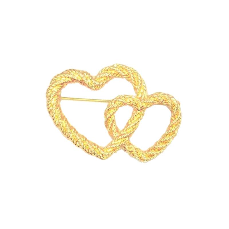 Летняя мода простая брошь «сердце к сердцу» женская ретро-брошь с витой веревкой золотая булавка для свитера аксессуары