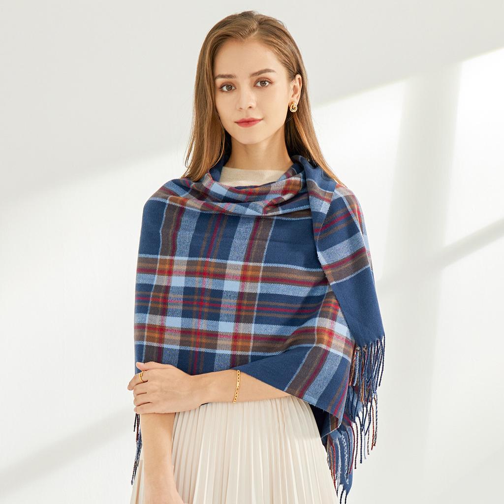 2024 New Autumn And Winter Tassel Plaid Shawl Scarf With Feminine Temperament, Medium To Long, Thick And Warm Imitation Cashmere Scarf