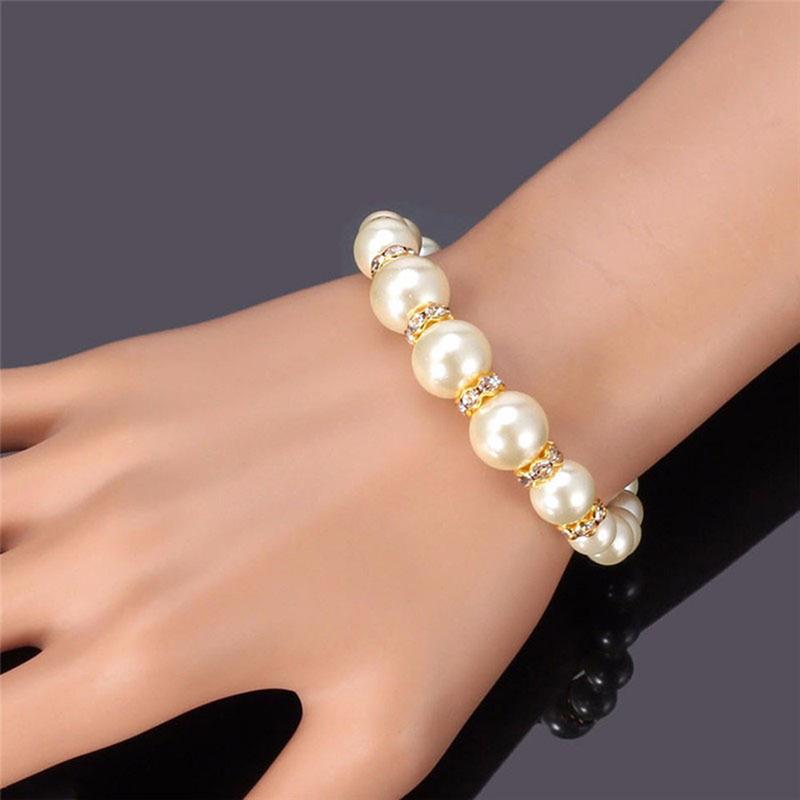 3In1 Set Elegant Pearl Necklace Earrings Bracelet Long Necklace Jewelry Gift