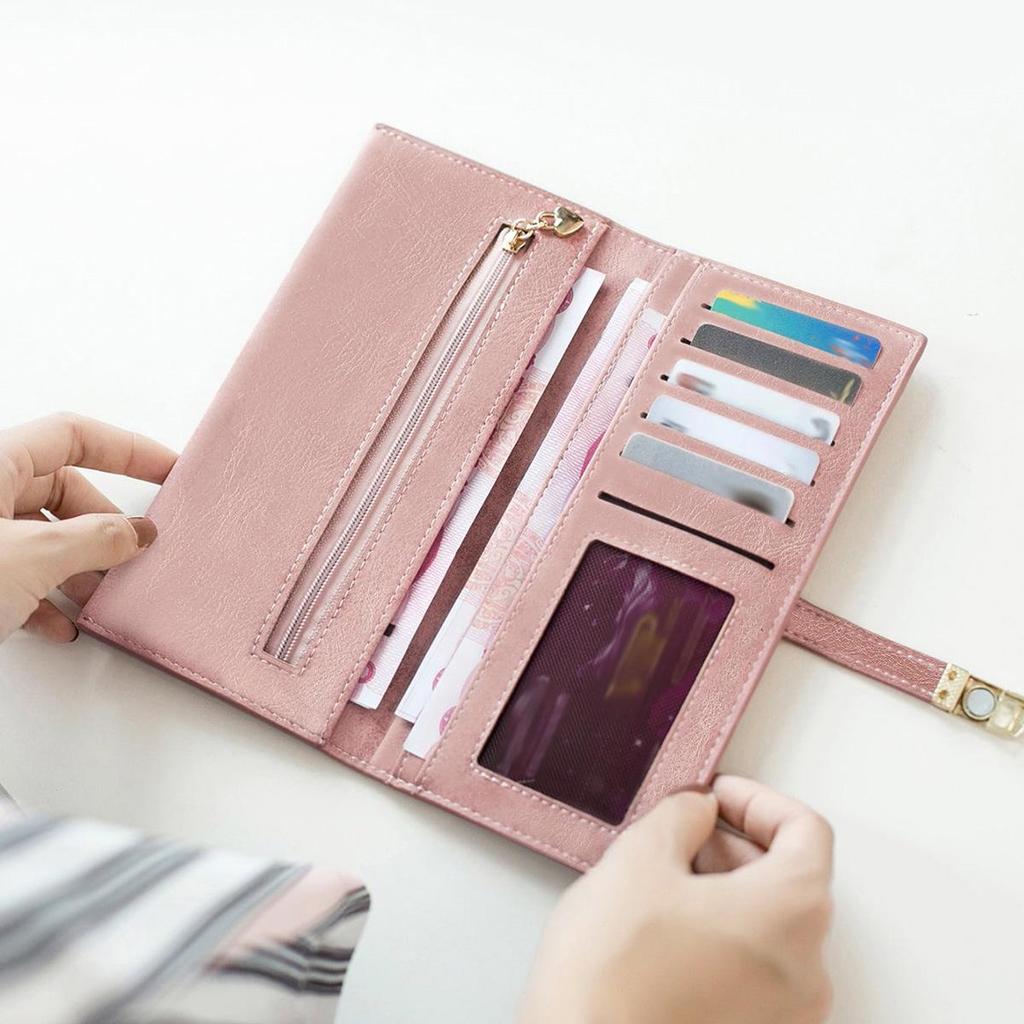 Xiangyin Frosted Women's Long Korean Style Thin Wallet - 2024 New Simple Buckle Bi-fold Design