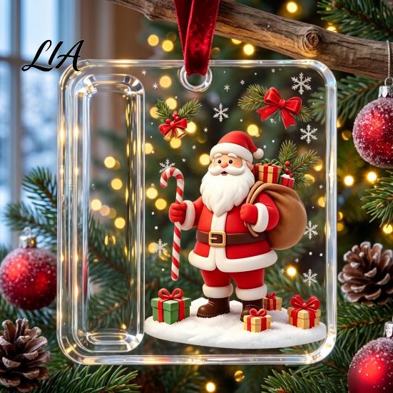 Christmas Tree Hanging Ornament Acrylic Money Holder Ornament, Cash Gift Decor with Display Festive Pattern, Pendant for Surprise Giving, Holiday