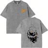 Anime My Hero Academia Shoto Todoroki Vintage Washed Tshirt Men Women Casual Retro Oversized T Shirts Cartoon Harajuku Tshirts