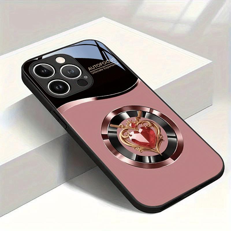 Современное сердце цвета розового золота для чехла iPhone 17 pro max, чехлы для мобильных телефонов, стеклянный чехол для телефона для iPhone 17 16 15 14 13 12 11pm Pro Plus
