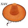 Casual Daily Hat Mexican Sombrero with Colorful Poms, Hawaiian Style Woven Straw Sun Hat, Wide Brim Lightweight Festival Party Costume for Summer
