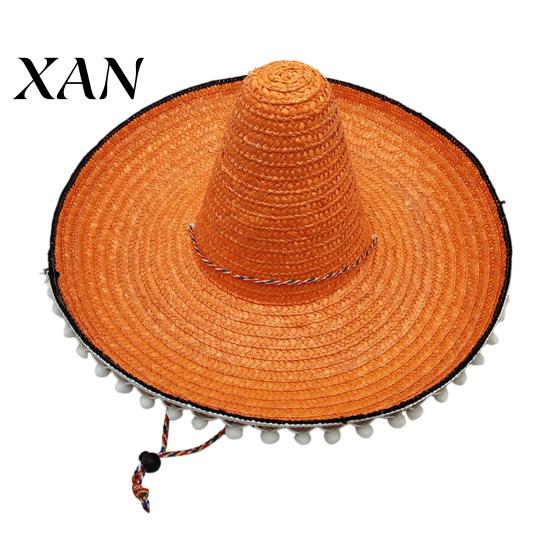 Casual Daily Hat Mexican Sombrero with Colorful Poms, Hawaiian Style Woven Straw Sun Hat, Wide Brim Lightweight Festival Party Costume for Summer