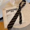 Brown Striped Coffee Tie for Women - Japanese College Style with Free Bow and Barbie Print