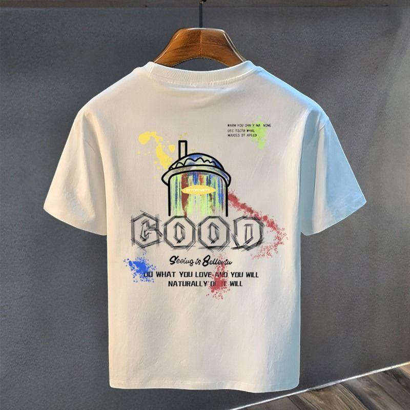 Unisexs Clothing Summer Pure Cotton Unisexs TShirt Trendy Printed Short Sleeved Loose Fitting Casual Versatile Top With Round Neck