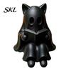 Whimsical Cat Statue 3D Printed Ghost Figurine with Book, Spooky Shelf Sitter Ornament for Halloween Home Decor Decor, Cute Reading Desk Bookshelf