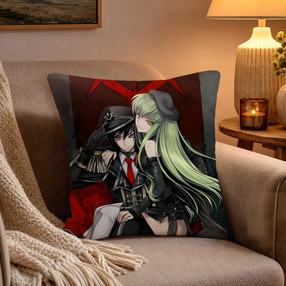 Классическая наволочка для подушки из аниме Code Geass, мягкая плюшевая наволочка для подушки, двусторонняя печать и скрытая молния для дивана, дома, автомобиля