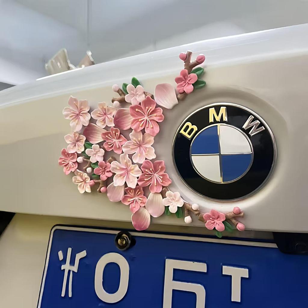 3D Peach Blossom Car Tail Sticker - Electric & Tricycle Decoration