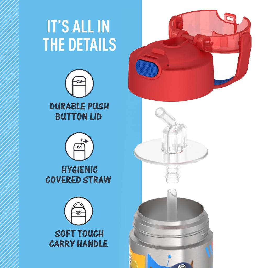 Thermos FUNTAINER 12 унций Детская бутылка-соломинка из нержавеющей стали с вакуумной изоляцией Синий Щенячий патруль