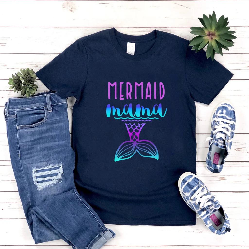 Mermaid Mama T Shirt Mermaid Mom Shirt Mermaid Birthday Party Shirts Mothers Day Gift Tees Woman Tshirts Graphic T Shirts Female
