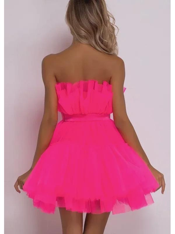 WT2025 Элегантное платье из сетчатого тюля с бантом