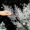 Christmas Artificial Pine Stems White Pine Branches Fake Plants DIY Xmas Tree Wreath New Year Party Gifts Table Decoration