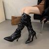 Fashion Knee-high Boots Women's 2025 Autumn Winter New Small Size Long Boots College Sle Long Elastic Boots Thi Bot Square