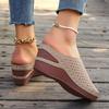 Women's Wedge Heel Thick Bottom Slippers Large Solid Fish Mouth Wedge Heel Elevated Casual Slippers