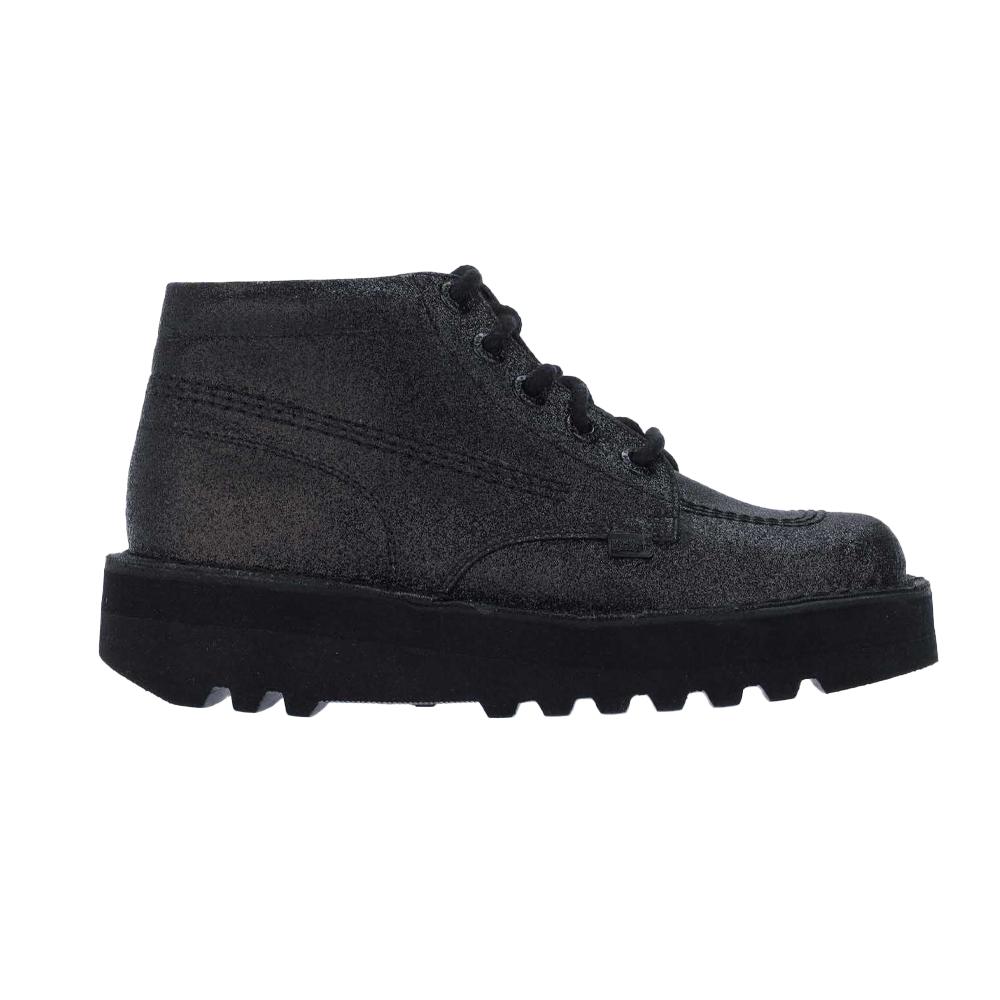 Kickers Womens/Ladies Kick Hi Glitter Leather Stack Heel Boots