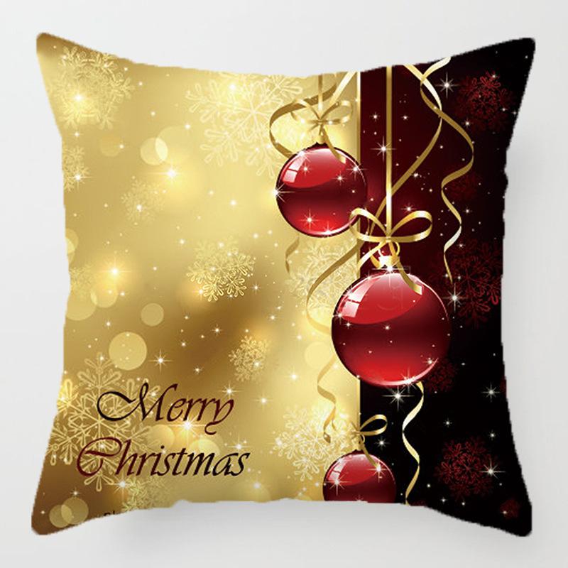 Christmas Golden Cartoon Throw Pillow Cover With Short Plush Print For Living Room Sofa Decoration Cushion Cover Pillow Covers