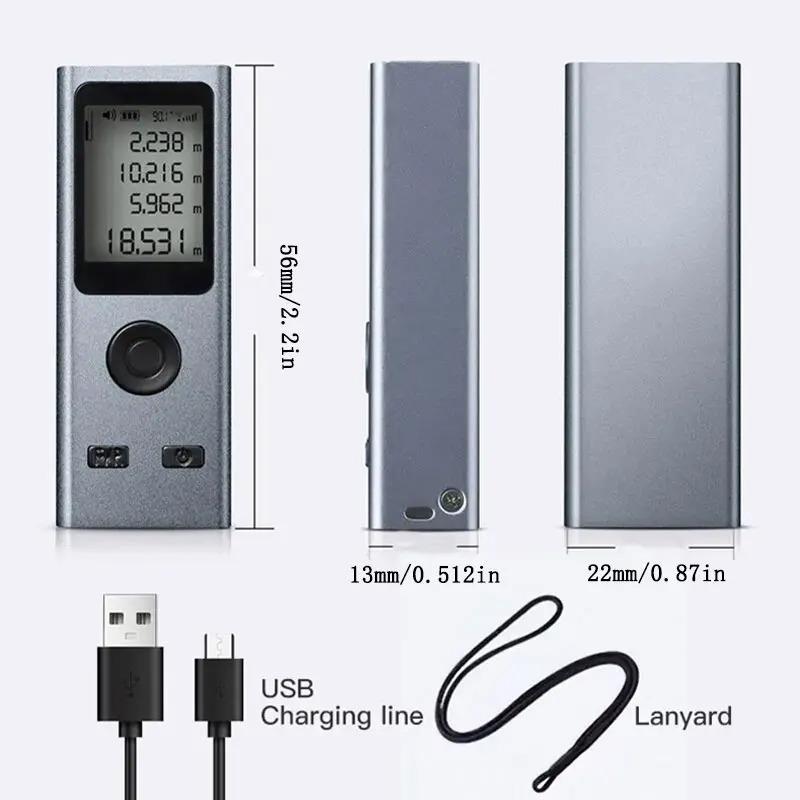 Мини-лазерный дальномер с USB-зарядкой, ручной цифровой дальномер 30 м / 50 м