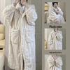 Thickened Coral Fleece Hooded Bathrobe for Men & Women - Cozy Winter Flannel Pajamas for Couples