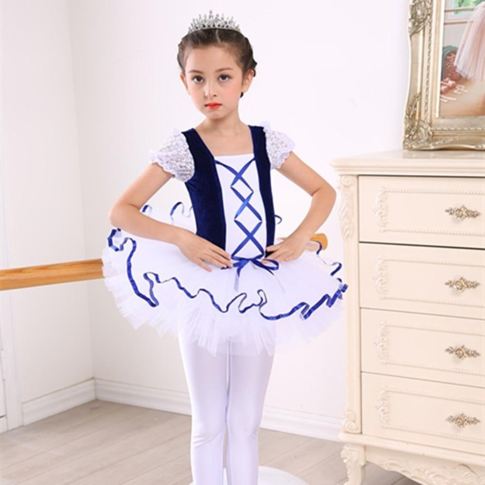 Cross Ribbon Ballet Costume Dress Velvet Kids Ballet Tutu Skirt Ballet Performance