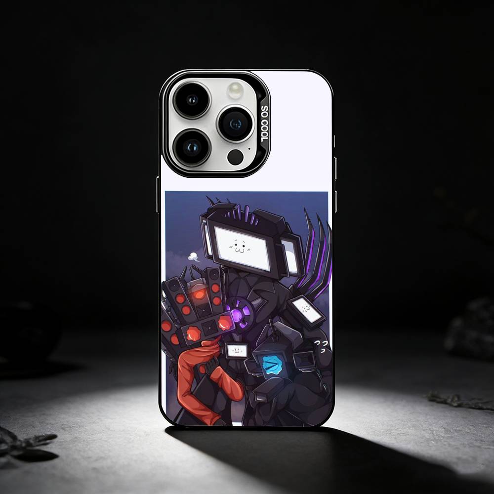 C-Cartoon S-Skibidi Toilet Phone Case For iPhone 17,16,15,14,13,12,11 Plus,Pro Max,XS,Colored silver phone case