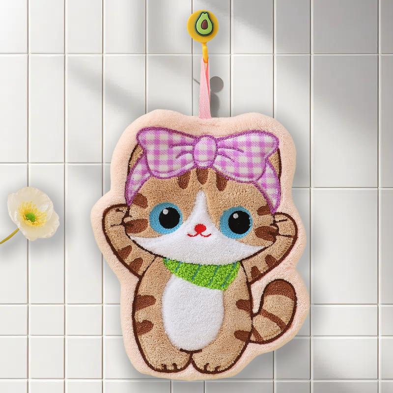1/4 шт. Полотенца для рук из кораллового флиса в форме кошек, 4 очаровательных дизайна с котятами, Супервпитывающие Быстросохнущие Кухонные Банные Полотенца, Не линяют Современный Декор